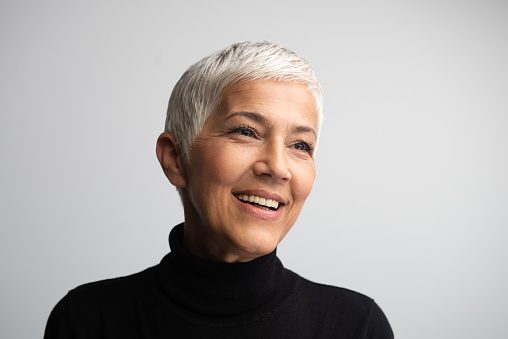 older woman smiling